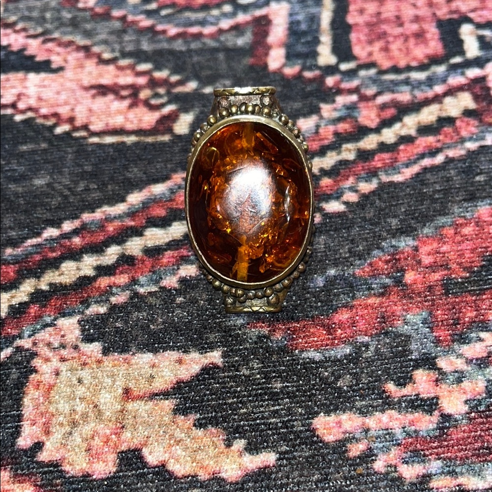 Elegant Amber Stone Ring